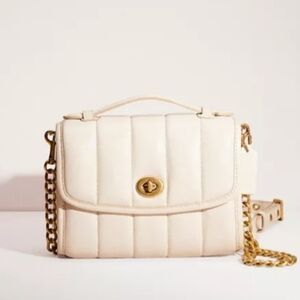 Coach Cream Quilted Shoulder Bag
